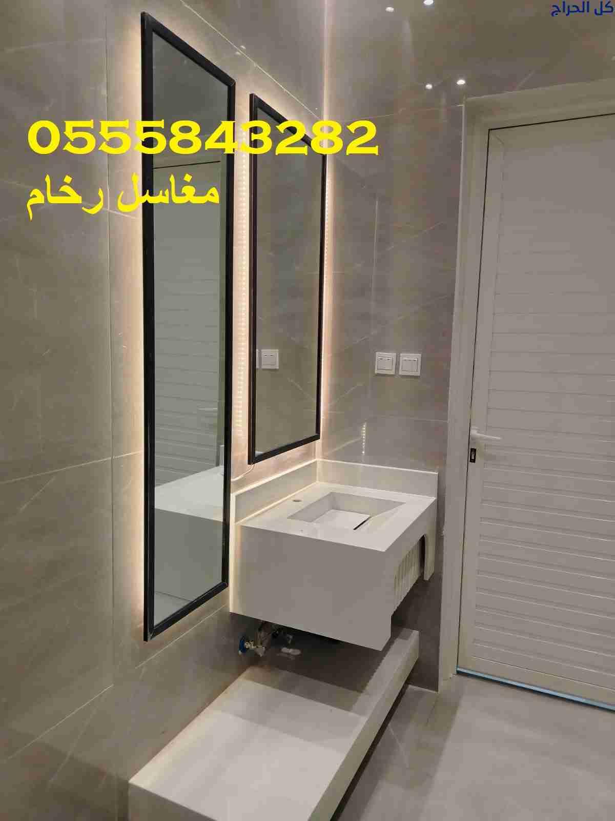 مغاسل رخام , ديكورات مغاسل حمامات جديدة